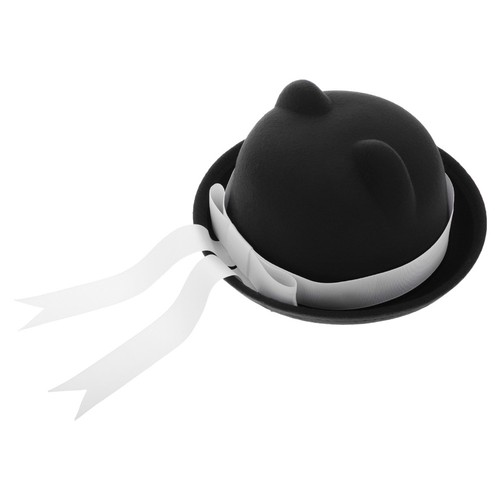 Black cat ear wool beret - black,