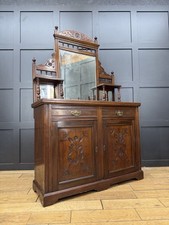 Edwardian Walnut Mirrored Sideboard with Carved Detail