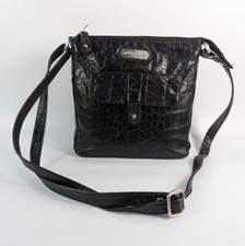 Sienna De Luca Italy Black Reptile Print Leather Shoulder Bag 25cm X 24cm