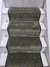 Stair Carpet Runner 7m / Upto 14 Steps - 40cm Wide - Olive Green - Medium Pile