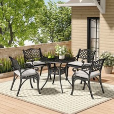 Cast Aluminium Bistro Set Metal Garden Furniture Dining Table and Chairs Outdoor