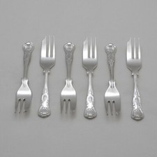 KINGS Design EPNS A1 SHEFFIELD ENGLAND Silver Service Cutlery Six Pastry Forks