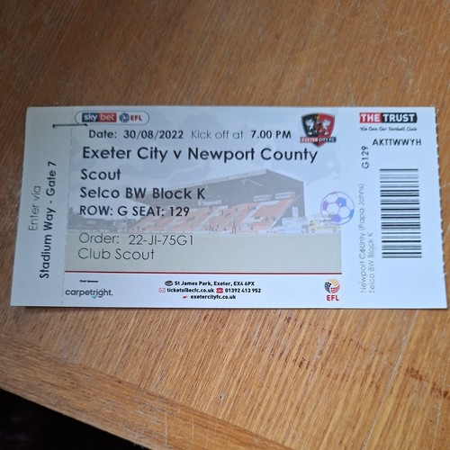 2022 exeter city - 30/8/2022,