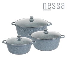 Nessa Stockpot Set 3pc 36cm*40cm*44c -large Capacity Premium die -cost Non-stick