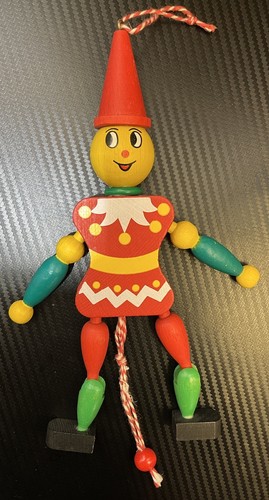 Vintage wooden clown jumping - vintage,
