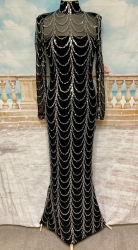 Black sequin dress maxi - black,
