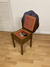 Beautiful Vintage Scalloped Wooden Craft / Sewing Table Side Table With Storage