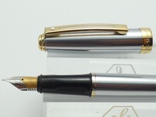 Sheaffer Prelude 342 Brushed Chrome Fountain Pen, GT, Med GP Steel Nib, Filler