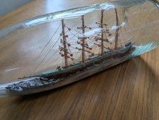 Vintage Ship In A Glass Bottle Sailing Ship French. Collectors Ornament
