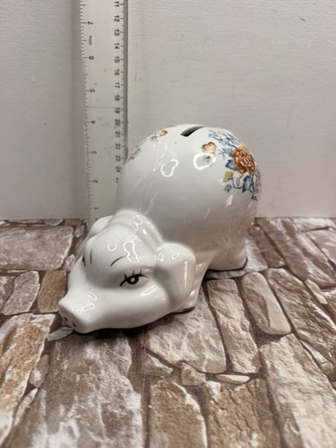 Vintage floral ceramic piggy - floral,