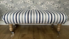 A new footstool in Laura Ashley arlo midnight stripe fabric