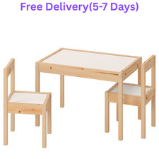 IKEA LÄTT Children's Table with 2 Chairs White/Pine Kids Playroom Furniture Set