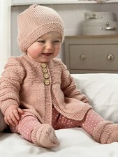 Baby/child’s Easy Cardigan & Hat Dk knitting pattern 12”-20”
