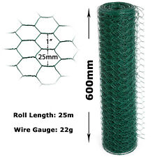 PVC Coated Green Chicken Rabbit Wire 25m 50m 3 widths Mesh Aviary Fencing Garden