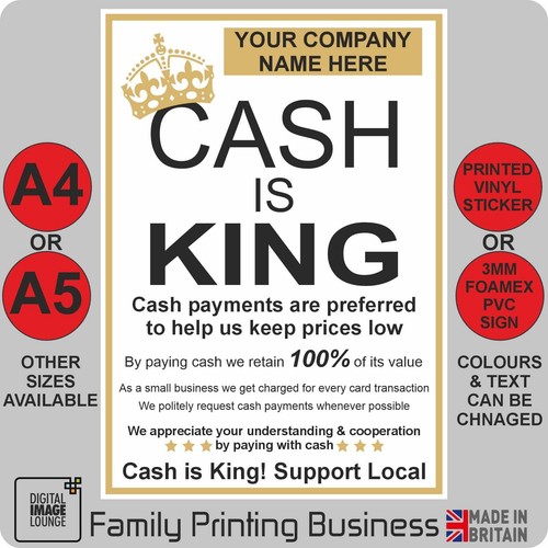 Cash king personalised sign - cash, is