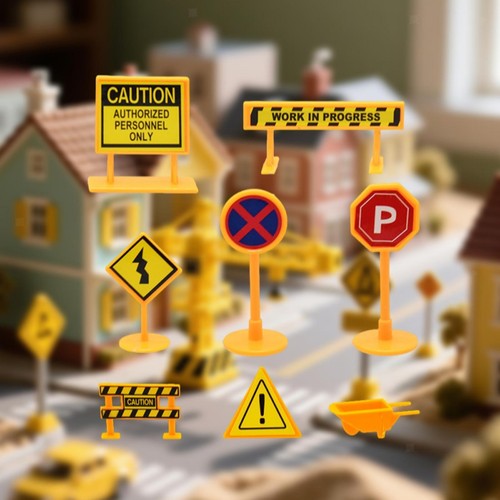 Miniature traffic road signs - road,