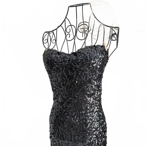 Black sequin latin dance dress - black,