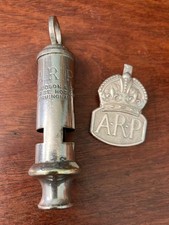 WW2 Collectable J Hudson & Co. ARP Whistle & HM (1938 London) Silver ARP Badge.