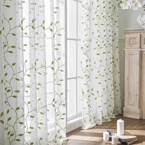 Embroidered leaves sheer - leaves,