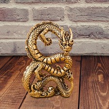 Brass Dragon Figurine Chinese Dragon Statue Wealth Table Decor Animal Collection