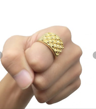 keeper ring 18k gold plated  heavy well polished stainless steel precision metal