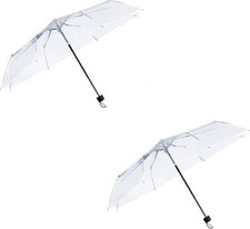 Clear Umbrella Small 2 Pack Folding Set Rain Transparent PVC Wedding Brolly