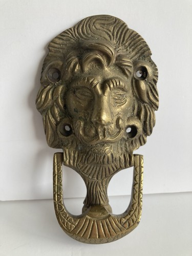 Gold brass lion head face - brass,
