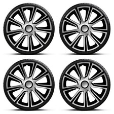 Wheel Trims 15" Black Silver Hub Caps Veron Carbon Fits Seat Altea XL