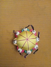 Vintage Silk Chinese 8 Hand Painted Dolls Heads Segmented Pin Cushion