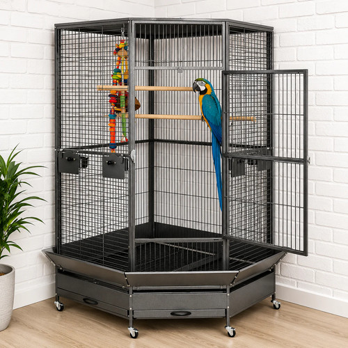 Large corner parrot - parrot, cage