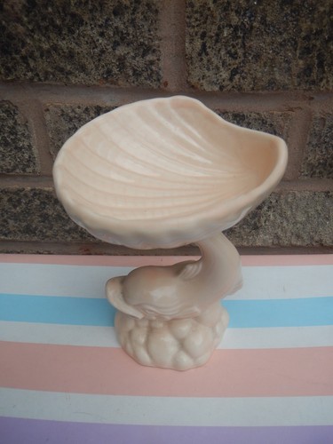 Vintage tall peach fish shell - vintage,