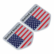 2Pcs American USA Flag Logo Sticker Emblem Metal Badge Car Decal Accessories DIY
