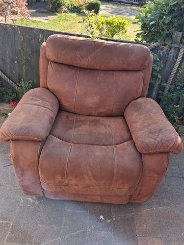 Brown suede lazy boy - lazy, arm
