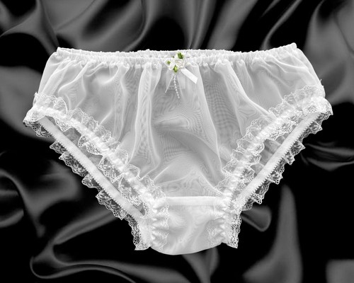 White sissy sheer nylon frilly - sheer,