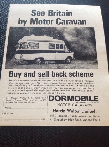 Ephemera 1966 advert dormobile - advert,
