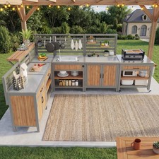 Wooden Outdoor Kitchen BBQ