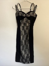 Y2K Dress M Black Lace Panel