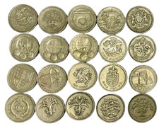 RARE UK £1 ONE POUND COINS CIRCULATED, EDINBURGH , CARDIFF, FLORAL CITIES