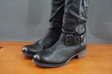 Josef Seibel Sanja 14 Boots Womens 8.5 US Black Leather Mid Calf Buckle Zip Shoe