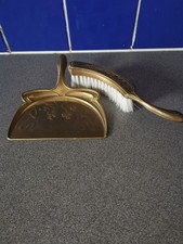 Art Nouveau Tischkehset Brass Shovel Dustpan And Brush. Vintage