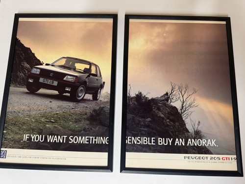 Framed original 1989 peugeot - framed,