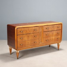 Vintage Chest of Drawers 6 Drawers Burl Veneer Italy 1950s Original