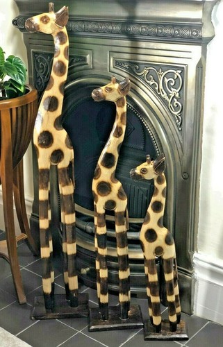 Wooden giraffe statue ornament - wooden,