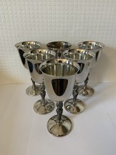 Set of 6 Vintage Valero for Falstaff Silver Plate Wine Goblets Twisted Vine Stem