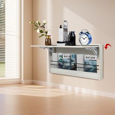 Light Gray Wall Mounted Folding Table, Folding Wall Table For Hoom, Office