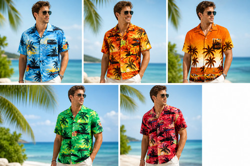 Men hawaiian shirt palm - shirt,