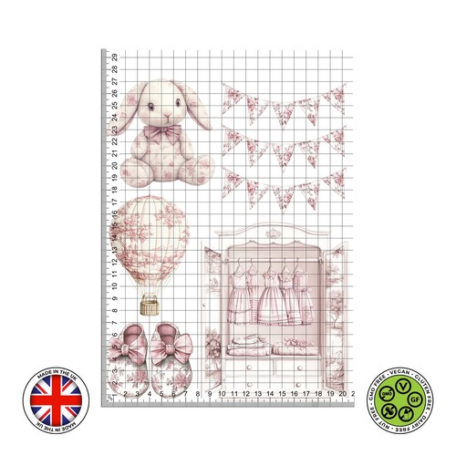 Pink nursery toile - pink, jouy