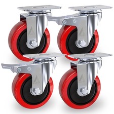 4 x Rubber Swivel Castor