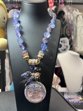 Kirks folly black little bird moon face magnetic pendant and necklace set