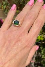 Oval Cut Natural Emerald  5.22 Ct Diamond Wedding Ring 14K Yellow Gold size 7